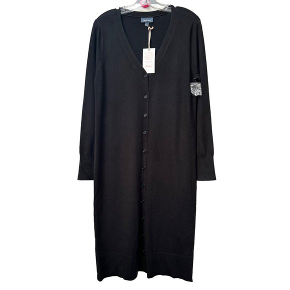 ModCloth Charter School Buttoned Sweater Dress in Black Size Large - Picture 2 of 10